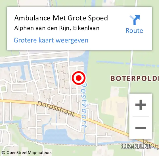 Locatie op kaart van de 112 melding: Ambulance Met Grote Spoed Naar Alphen aan den Rijn, Eikenlaan op 28 februari 2024 15:53