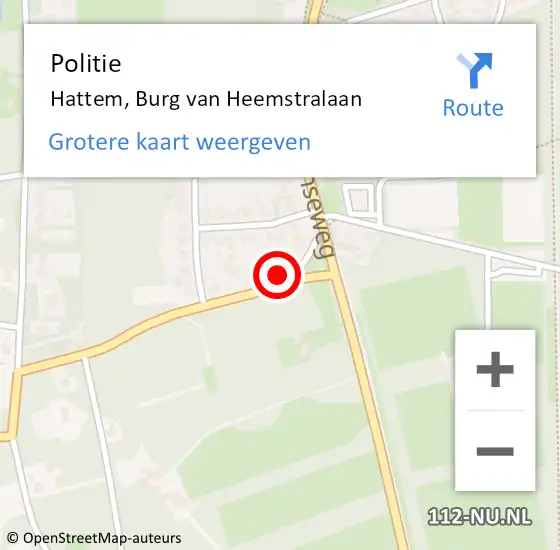 Locatie op kaart van de 112 melding: Politie Hattem, Burg van Heemstralaan op 28 februari 2024 16:11