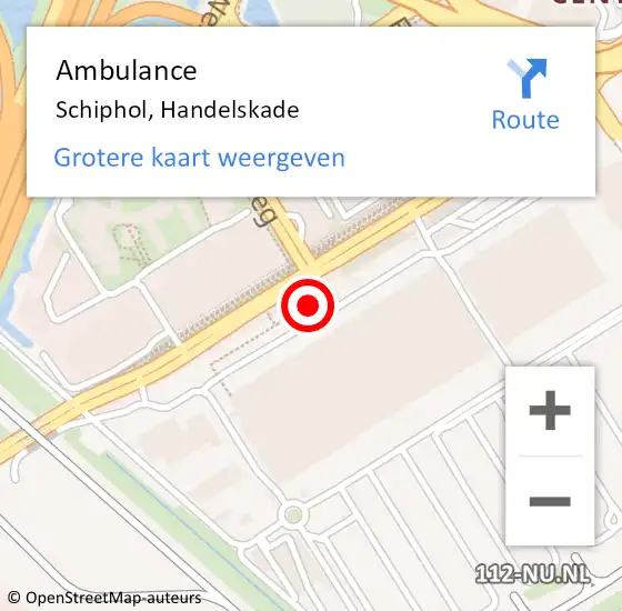 Locatie op kaart van de 112 melding: Ambulance Schiphol, Handelskade op 28 februari 2024 16:17