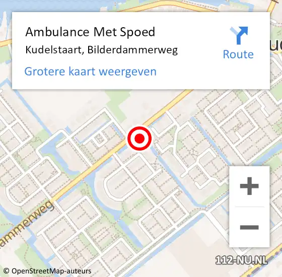 Locatie op kaart van de 112 melding: Ambulance Met Spoed Naar Kudelstaart, Bilderdammerweg op 28 februari 2024 16:19