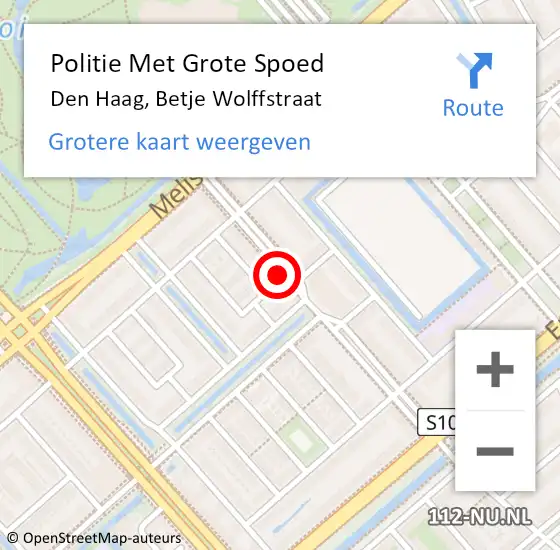 Locatie op kaart van de 112 melding: Politie Met Grote Spoed Naar Den Haag, Betje Wolffstraat op 28 februari 2024 16:34