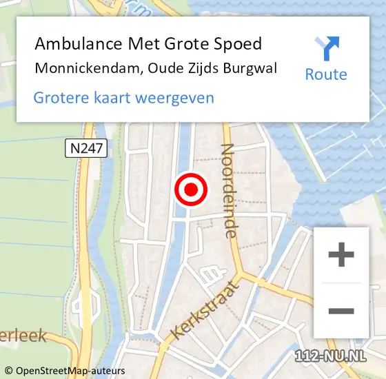 Locatie op kaart van de 112 melding: Ambulance Met Grote Spoed Naar Monnickendam, Oude Zijds Burgwal op 28 februari 2024 16:44