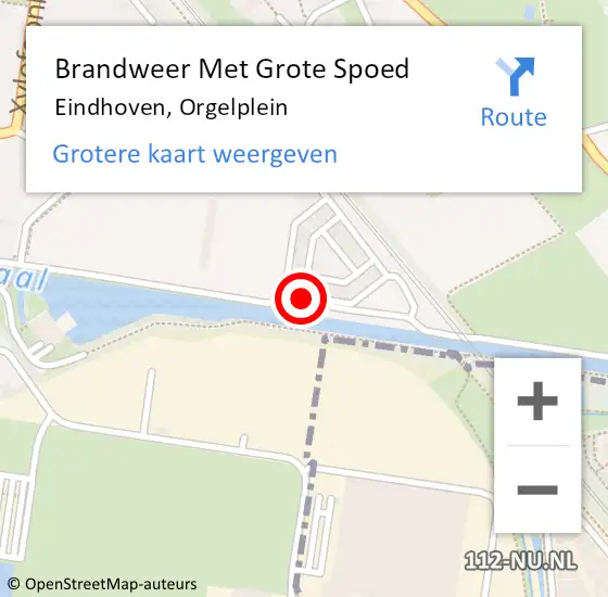 Locatie op kaart van de 112 melding: Brandweer Met Grote Spoed Naar Eindhoven, Orgelplein op 28 februari 2024 16:53