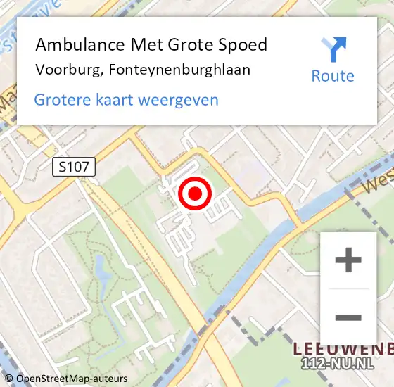Locatie op kaart van de 112 melding: Ambulance Met Grote Spoed Naar Voorburg, Fonteynenburghlaan op 28 februari 2024 17:00