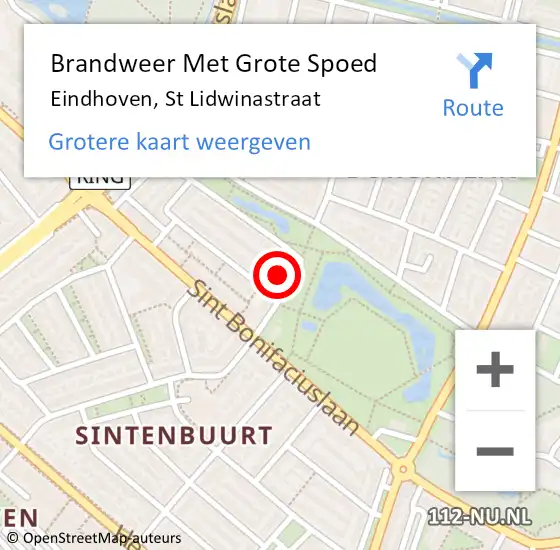 Locatie op kaart van de 112 melding: Brandweer Met Grote Spoed Naar Eindhoven, St Lidwinastraat op 28 februari 2024 17:01