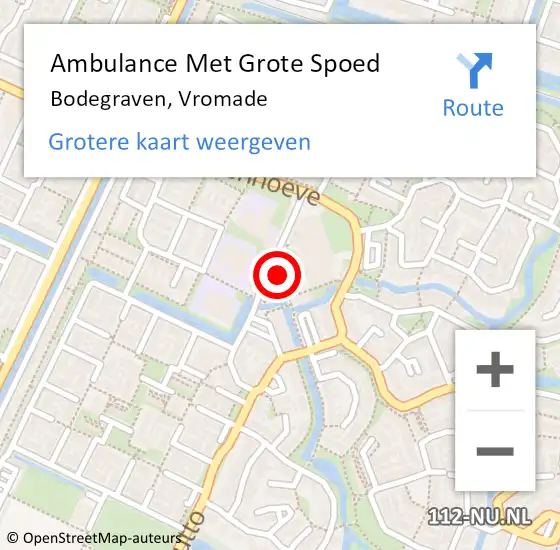 Locatie op kaart van de 112 melding: Ambulance Met Grote Spoed Naar Bodegraven, Vromade op 28 februari 2024 17:10