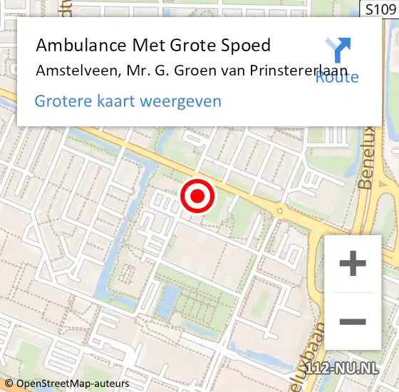 Locatie op kaart van de 112 melding: Ambulance Met Grote Spoed Naar Amstelveen, Mr. G. Groen van Prinstererlaan op 28 februari 2024 17:11