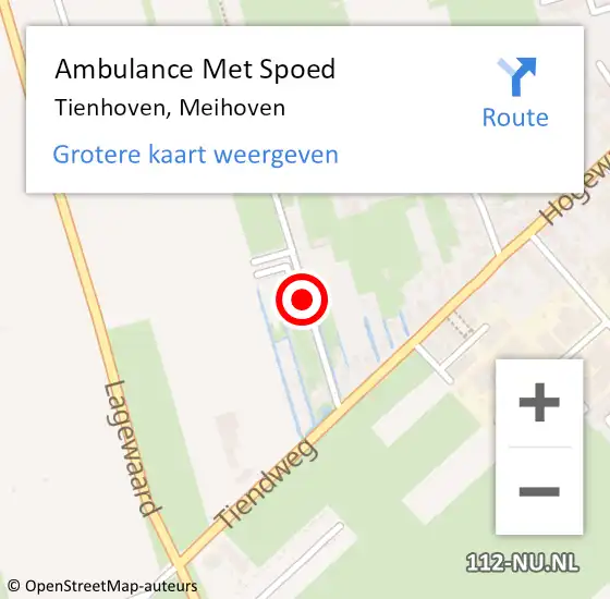 Locatie op kaart van de 112 melding: Ambulance Met Spoed Naar Tienhoven, Meihoven op 27 september 2014 13:05