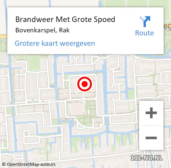 Locatie op kaart van de 112 melding: Brandweer Met Grote Spoed Naar Bovenkarspel, Rak op 28 februari 2024 17:14