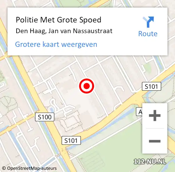 Locatie op kaart van de 112 melding: Politie Met Grote Spoed Naar Den Haag, Jan van Nassaustraat op 28 februari 2024 17:16