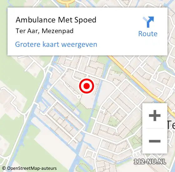 Locatie op kaart van de 112 melding: Ambulance Met Spoed Naar Ter Aar, Mezenpad op 28 februari 2024 17:38