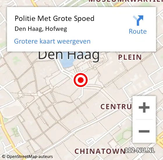 Locatie op kaart van de 112 melding: Politie Met Grote Spoed Naar Den Haag, Hofweg op 28 februari 2024 17:43