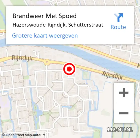 Locatie op kaart van de 112 melding: Brandweer Met Spoed Naar Hazerswoude-Rijndijk, Schutterstraat op 28 februari 2024 17:52