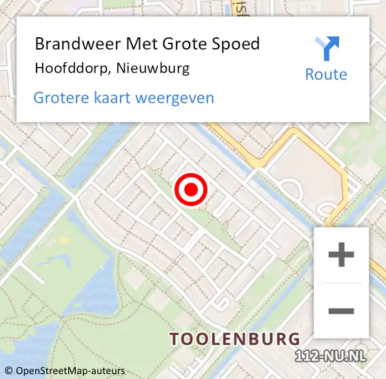 Locatie op kaart van de 112 melding: Brandweer Met Grote Spoed Naar Hoofddorp, Nieuwburg op 28 februari 2024 17:54