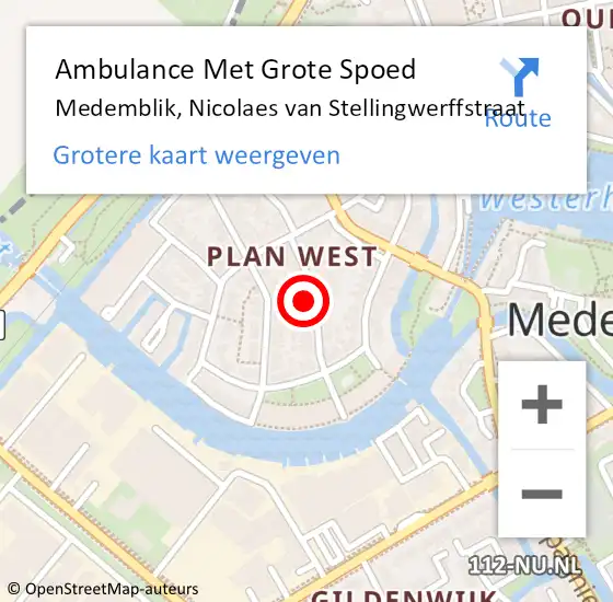 Locatie op kaart van de 112 melding: Ambulance Met Grote Spoed Naar Medemblik, Nicolaes van Stellingwerffstraat op 28 februari 2024 18:03