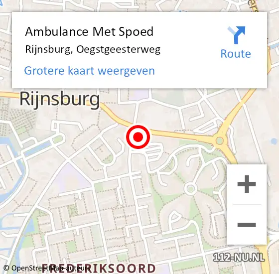 Locatie op kaart van de 112 melding: Ambulance Met Spoed Naar Rijnsburg, Oegstgeesterweg op 28 februari 2024 18:03