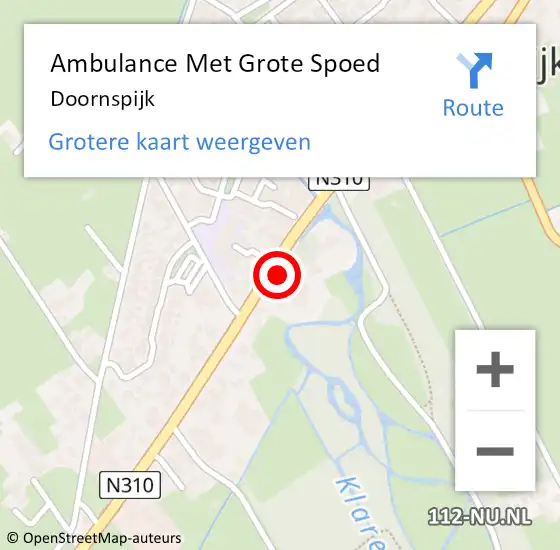 Locatie op kaart van de 112 melding: Ambulance Met Grote Spoed Naar Doornspijk op 28 februari 2024 18:09