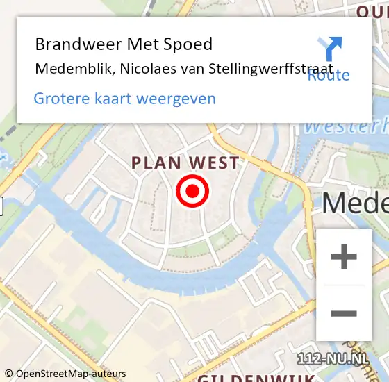 Locatie op kaart van de 112 melding: Brandweer Met Spoed Naar Medemblik, Nicolaes van Stellingwerffstraat op 28 februari 2024 18:26