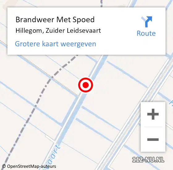 Locatie op kaart van de 112 melding: Brandweer Met Spoed Naar Hillegom, Zuider Leidsevaart op 27 september 2014 13:11