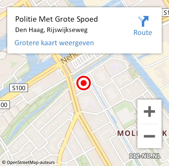 Locatie op kaart van de 112 melding: Politie Met Grote Spoed Naar Den Haag, Rijswijkseweg op 28 februari 2024 18:30