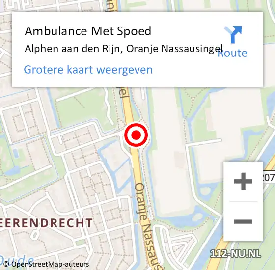 Locatie op kaart van de 112 melding: Ambulance Met Spoed Naar Alphen aan den Rijn, Oranje Nassausingel op 28 februari 2024 19:30