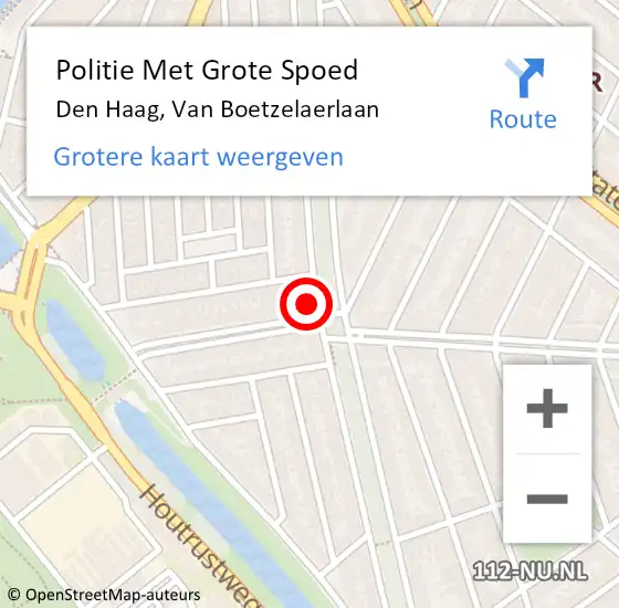 Locatie op kaart van de 112 melding: Politie Met Grote Spoed Naar Den Haag, Van Boetzelaerlaan op 28 februari 2024 19:33