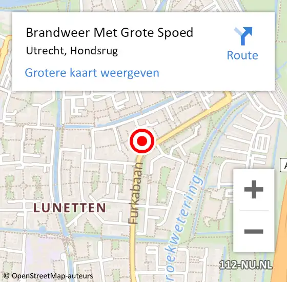 Locatie op kaart van de 112 melding: Brandweer Met Grote Spoed Naar Utrecht, Hondsrug op 28 februari 2024 19:57