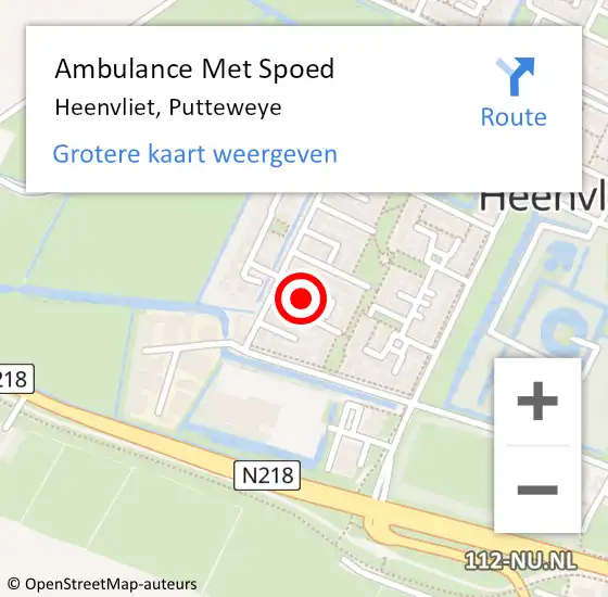 Locatie op kaart van de 112 melding: Ambulance Met Spoed Naar Heenvliet, Putteweye op 28 februari 2024 20:06