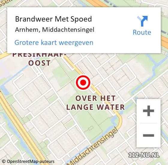 Locatie op kaart van de 112 melding: Brandweer Met Spoed Naar Arnhem, Middachtensingel op 28 februari 2024 20:07