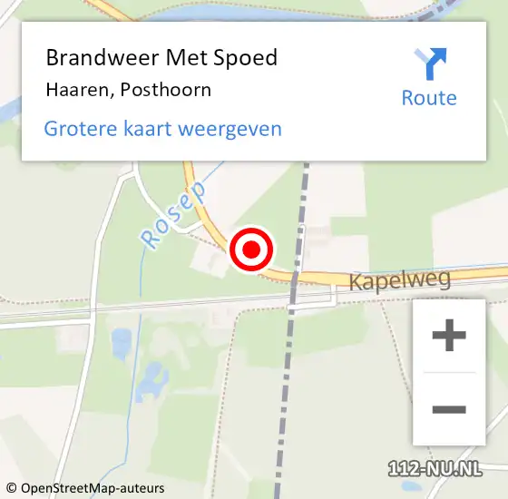 Locatie op kaart van de 112 melding: Brandweer Met Spoed Naar Haaren, Posthoorn op 28 februari 2024 20:48