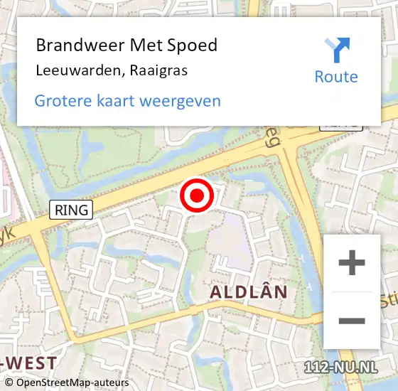 Locatie op kaart van de 112 melding: Brandweer Met Spoed Naar Leeuwarden, Raaigras op 28 februari 2024 20:58