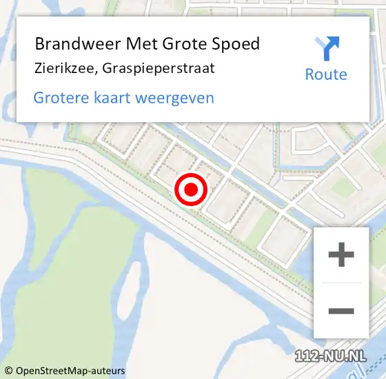 Locatie op kaart van de 112 melding: Brandweer Met Grote Spoed Naar Zierikzee, Graspieperstraat op 28 februari 2024 20:59