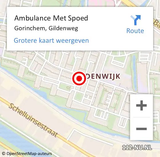 Locatie op kaart van de 112 melding: Ambulance Met Spoed Naar Gorinchem, Gildenweg op 28 februari 2024 21:32