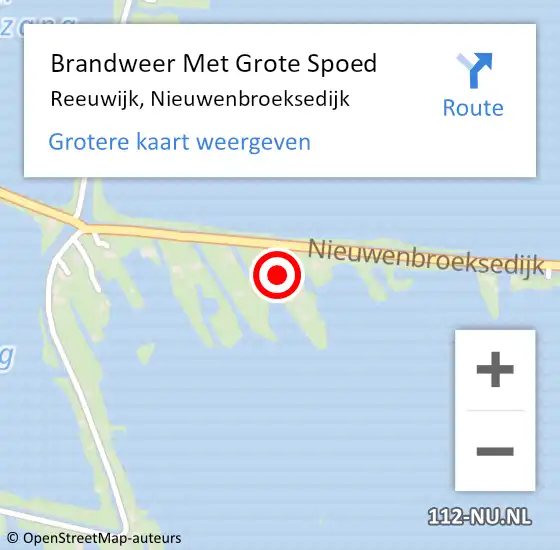 Locatie op kaart van de 112 melding: Brandweer Met Grote Spoed Naar Reeuwijk, Nieuwenbroeksedijk op 28 februari 2024 21:32