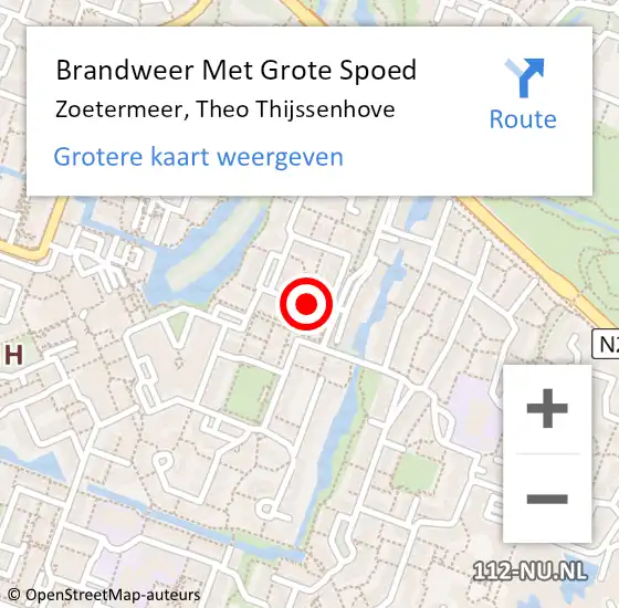 Locatie op kaart van de 112 melding: Brandweer Met Grote Spoed Naar Zoetermeer, Theo Thijssenhove op 28 februari 2024 21:51