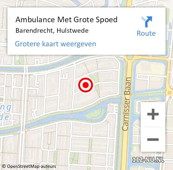 Locatie op kaart van de 112 melding: Ambulance Met Grote Spoed Naar Barendrecht, Hulstwede op 28 februari 2024 21:54