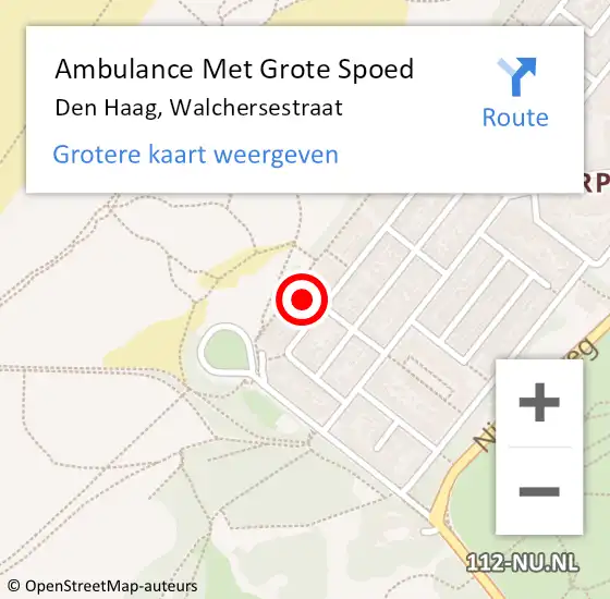 Locatie op kaart van de 112 melding: Ambulance Met Grote Spoed Naar Den Haag, Walchersestraat op 28 februari 2024 22:14