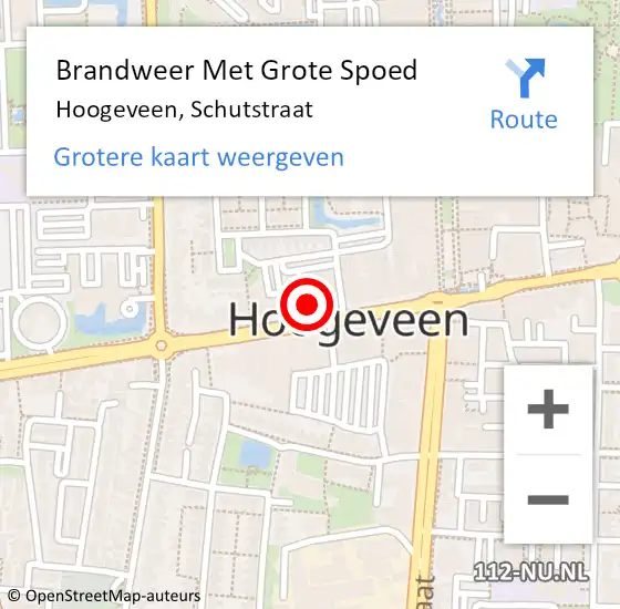 Locatie op kaart van de 112 melding: Brandweer Met Grote Spoed Naar Hoogeveen, Schutstraat op 28 februari 2024 22:24