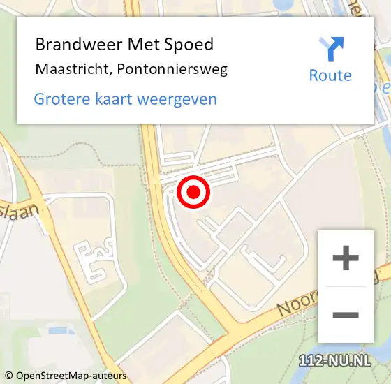 Locatie op kaart van de 112 melding: Brandweer Met Spoed Naar Maastricht, Pontonniersweg op 28 februari 2024 23:01