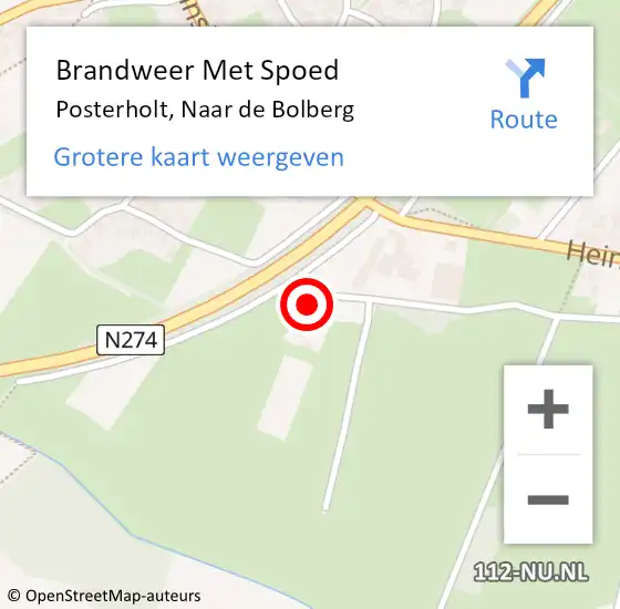 Locatie op kaart van de 112 melding: Brandweer Met Spoed Naar Posterholt, Naar de Bolberg op 28 februari 2024 23:41