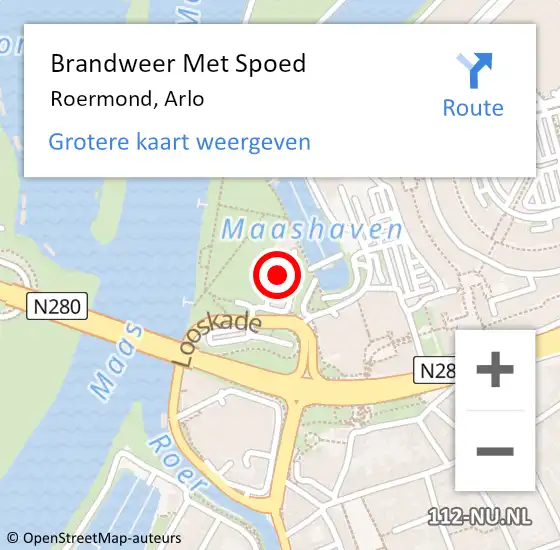 Locatie op kaart van de 112 melding: Brandweer Met Spoed Naar Roermond, Arlo op 28 februari 2024 23:41