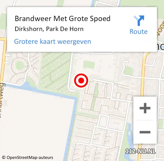 Locatie op kaart van de 112 melding: Brandweer Met Grote Spoed Naar Dirkshorn, Park De Horn op 29 februari 2024 00:54