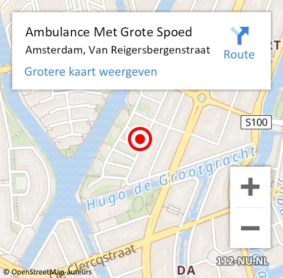 Locatie op kaart van de 112 melding: Ambulance Met Grote Spoed Naar Amsterdam, Van Reigersbergenstraat op 29 februari 2024 01:48