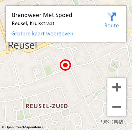 Locatie op kaart van de 112 melding: Brandweer Met Spoed Naar Reusel, Kruisstraat op 29 februari 2024 04:40