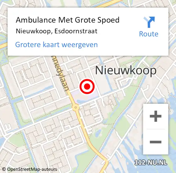 Locatie op kaart van de 112 melding: Ambulance Met Grote Spoed Naar Nieuwkoop, Esdoornstraat op 29 februari 2024 06:28