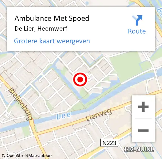 Locatie op kaart van de 112 melding: Ambulance Met Spoed Naar De Lier, Heemwerf op 29 februari 2024 06:38