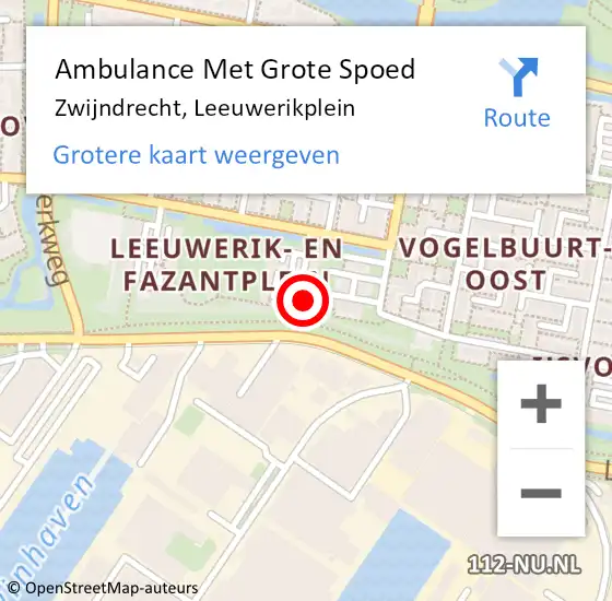 Locatie op kaart van de 112 melding: Ambulance Met Grote Spoed Naar Zwijndrecht, Leeuwerikplein op 29 februari 2024 06:56