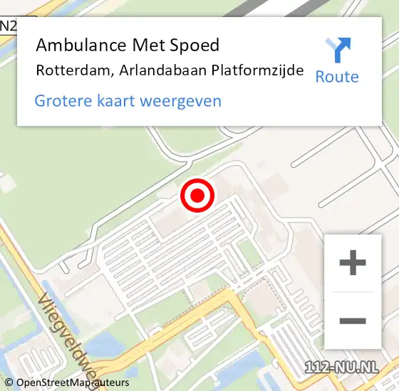 Locatie op kaart van de 112 melding: Ambulance Met Spoed Naar Rotterdam, Arlandabaan Platformzijde op 29 februari 2024 07:30