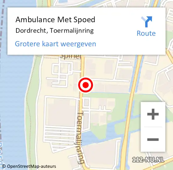 Locatie op kaart van de 112 melding: Ambulance Met Spoed Naar Dordrecht, Toermalijnring op 29 februari 2024 07:50