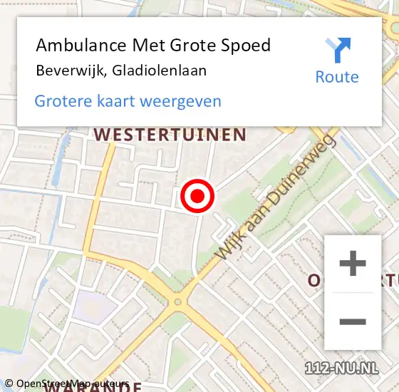 Locatie op kaart van de 112 melding: Ambulance Met Grote Spoed Naar Beverwijk, Gladiolenlaan op 29 februari 2024 08:22